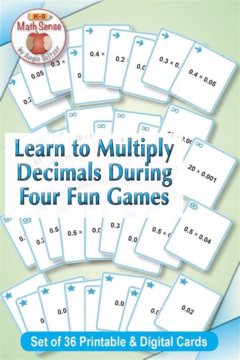 Multiplying Decimals Less Than 1 Math Sense Card Games And 4 Way