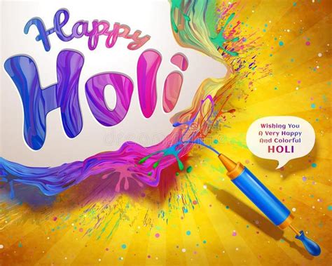 Illustration About Happy Holi Design With Pichkari Shooting Colorful