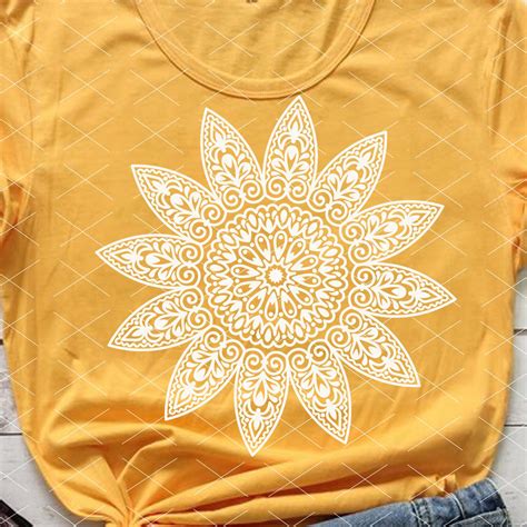 Sunflower decor, Mandala flower svg, Zentangle Sunflower png, Cricut downloads | Flower svg ...