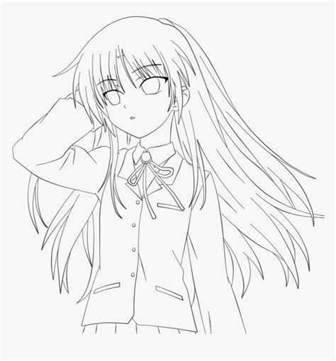Anime Angel Girl Coloring Pages Angel Beats Coloring Pages Hd Png