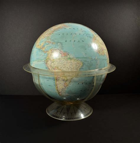 Vintage 60s National Geographic World Globe Atomic Etched