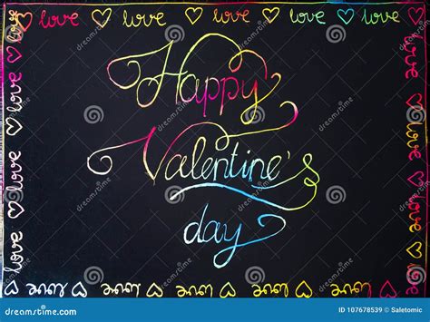 Handwritten Valentines Day Card With Colorful Letters Stock Image