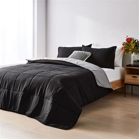 Reversible Comforter Set Queen Bed Black Kmartnz