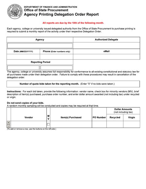 Arkansas Agency Printing Delegation Order Report Fill Out Sign
