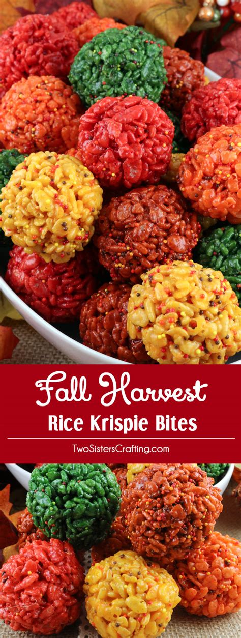 My name is velvet and i'll be answering your question today. Fall Harvest Rice Krispie Bites - Two Sisters