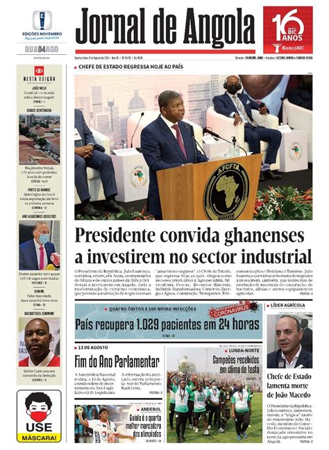 Jornal De Angola Quarta 04 De Agosto De 2021