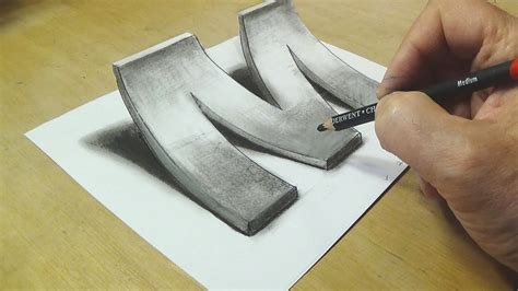 Easy Methods To Draw 3d Letter M Drawing With Pencil