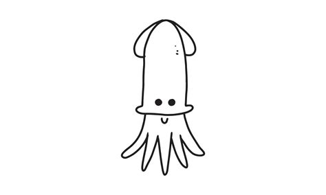 A Cute Smiley Squid Sea Animal Cartoon Coloring Character Collection