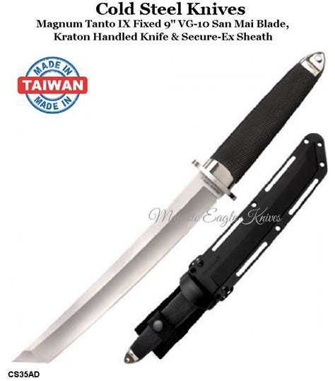 Cold Steel Knives Cs35ad Magnum Tanto Ix Fixed 9 Vg 10 San Mai Blade