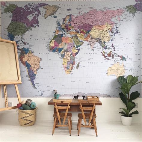 Colorful World Map Wall Mural Wallpaper 4 050 D Marie
