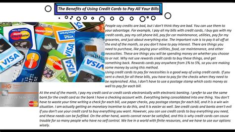 Maybe you would like to learn more about one of these? The Benefits of Using Credit Cards to Pay All Your Bills - YouTube