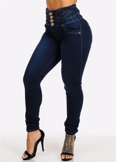 Royal Wolf Denim Jeans Manufacturer Dark Blue Vintage High Waist Butt Lift Skinny Colombian Push