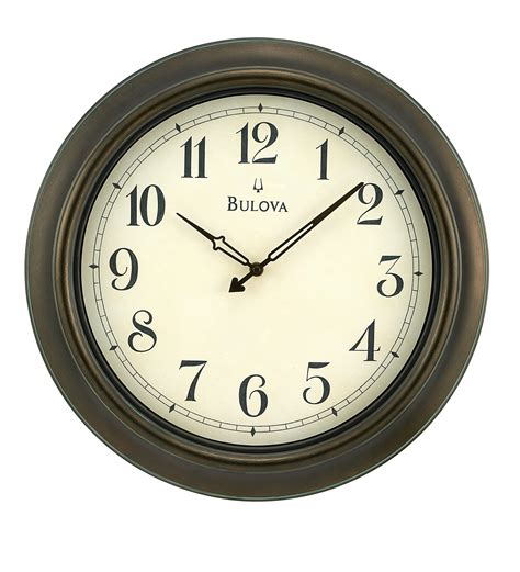 Bulova Indooroutdoor Wall Wood Clock Black Hands Cream Dial