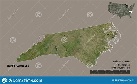 North Carolina State Of Mainland United States Zoomed Satellite