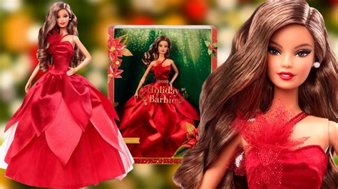 🎄unboxing🎄new 2022 Holiday Barbie Brunette Doll Review Youtube