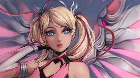 Pink Mercy Overwatch Artwork Hd Games 4k Wallpapers Images