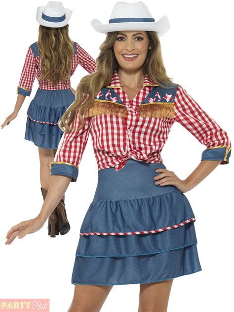 Ladies Cowgirl Costume Adult Rodeo Doll Fancy Dress Womens