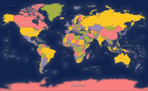 Map Of Colorful Political World Map ǀ Maps Of All Cities And Countries