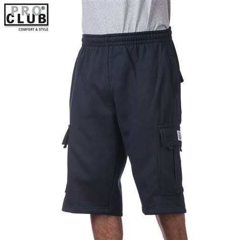 Pro Club Pro Club Mens Fleece Cargo Shorts Pants Navy 3x Large