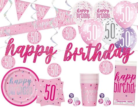 Pink 50th Birthday Decorations 50th Birthday Balloons 50th Etsy