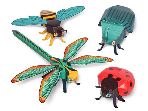 Bugs Paper Toys Diy Paper Craft Kit 3d Paper Animals Etsy Paper