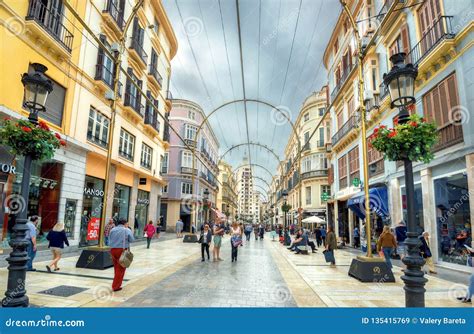 Pedestrian Shopping Street Marques De Larios In Malaga Andalusia