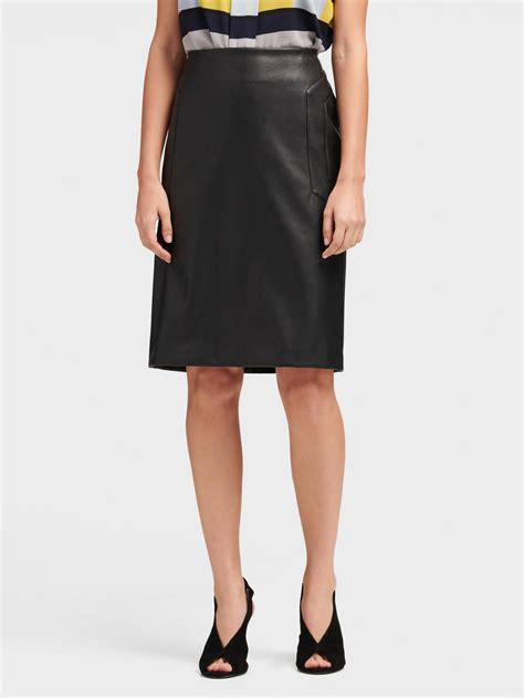 Donna Karan Faux Leather Pencil Skirt In Black ModeSens