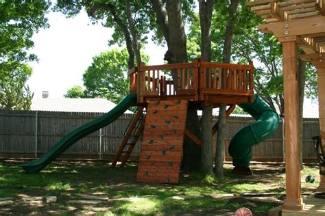 Tree Deck With Slide Accessories Tree House Playground Tree House