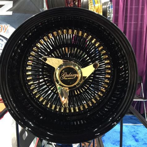 14x7 Reverse 100 Spokes Wire Wheel With Black Dish Black Spokes Gold
