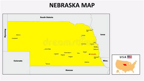 Nebraska Map State And District Map Of Nebraska Stock Vector