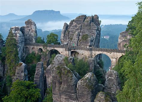 The Bastei A Rock Formation Rising 194 Metres Above The Elbe River