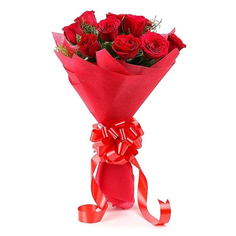 Valentines Day Special Fresh Flower Bouquet Of 10 Red Roses In Paper