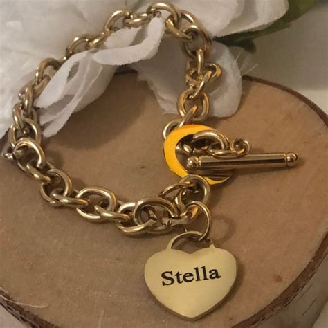Gold Heart Bracelet Stainless Steel Gold Plated Heart Toggle Etsy