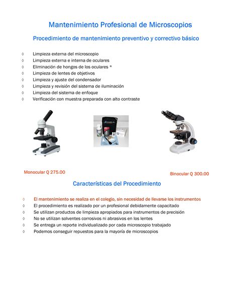 Mantenimientomicroscopios Balanzas Y Automatizacion