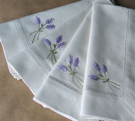 Lavender Sprig Napkins Embroidery