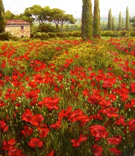 Poppies Tuscany Landscape 4 Tuscany Landscape Landscape Paintings