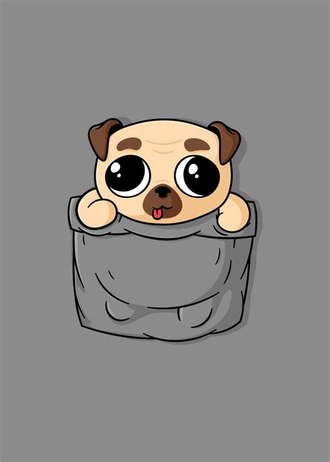 You may have noticed that many animals actually look quite similar to one another. 'Cute Pocket Pug' Poster by Beka Chkhenkeli | Displate | Cute dog drawing, Cute cartoon ...