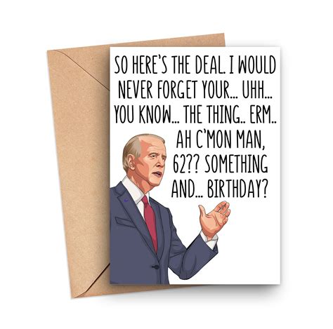 Funny 62nd Birthday Card Funny Joe Biden Birthday Card For 62 Etsy