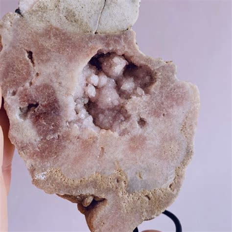 Large Rare Pink Amethyst Geode Slice On Stand B Great For Etsy
