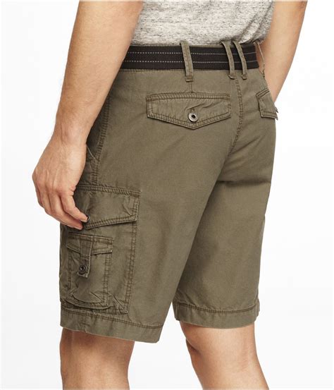 express 10 inch belted cargo shorts in green for men lyst