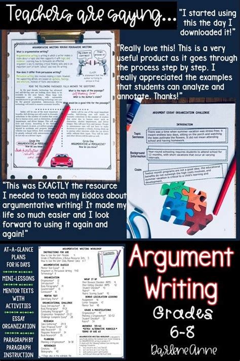 Argumentative Writing Middle School Ela Argument Essay Print And Distance