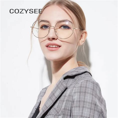 Lady Oversized Metal Retro Eyewear Frames Women Round Fake Glasses
