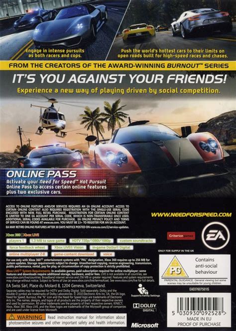 need for speed hot pursuit 2010 xbox 360 box cover art mobygames