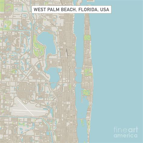 West Palm Beach Florida Us City Street Map Digital Art By Frank