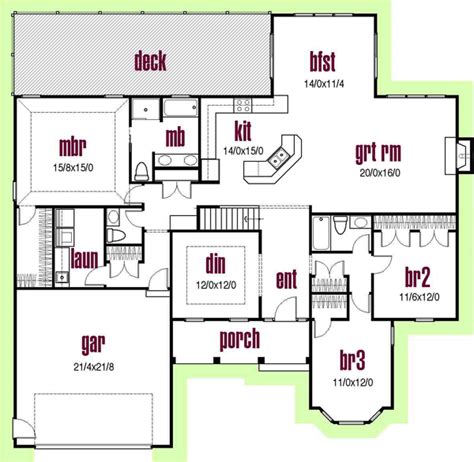 Decorating open floor plans between the living room and kitchen can be conflicting. Ranch House Plan - 3 Bedrooms, 2 Bath, 2120 Sq Ft Plan 45-110