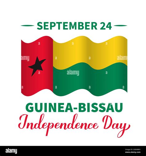 Guinea Bissau Independence Day Lettering With Flag National Holiday