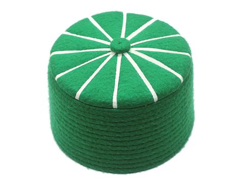 Genuine Felt Islamic Hat Baklawa Design Green Muslim Kufi Etsy