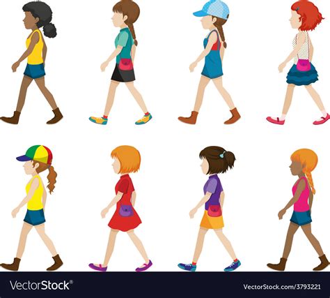 Faceless Young Ladies Walking Royalty Free Vector Image