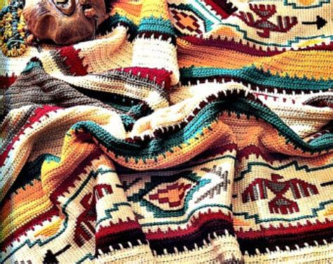 Earthy Geometric Indian Afghan Crochet Pattern Örgü