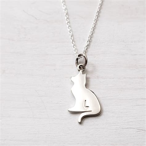 Personalized Cat Necklace Sterling Silver Cat Lover Jewelry
